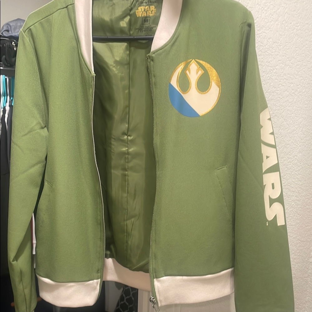 Disney Green and White Bomber Jacket with Emblem